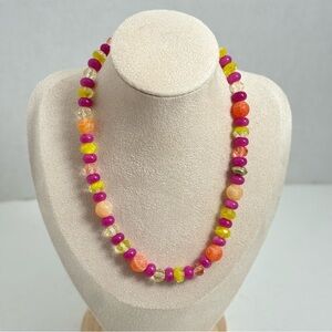 Playful Pink & Orange Single-Strand Bead Necklace choker